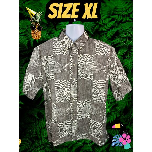 Reyn Spooner Shirt Size XL Patchwork Tribal Print Button Up Vintage Islandwear - Picture 1 of 10